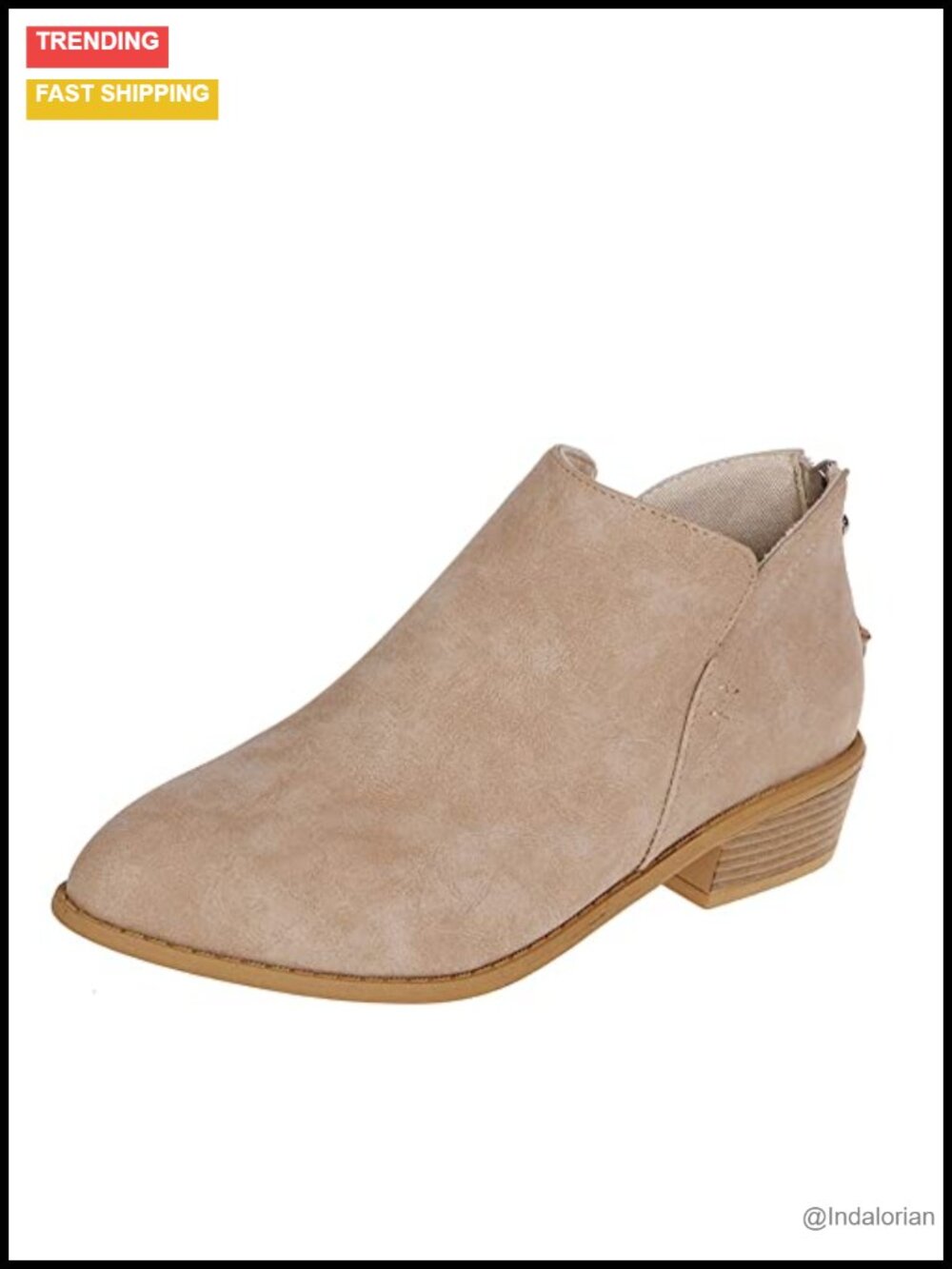V Cut Fashion Back Zipper Ankle Booties | Chunky Heel Pointy Toe Boots